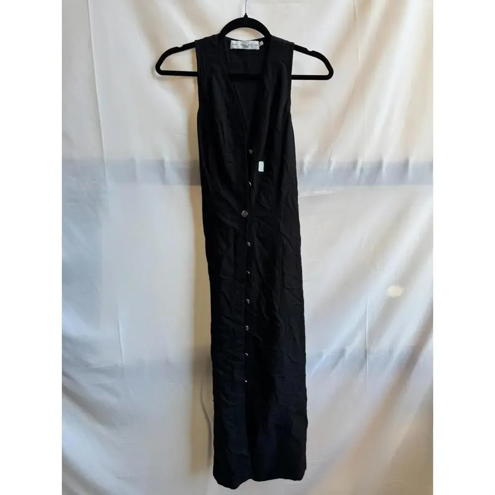 Proenza Schouler White Label Rumbled Button Front Dress Black Size 2 (READ) - Picture 4 of 15